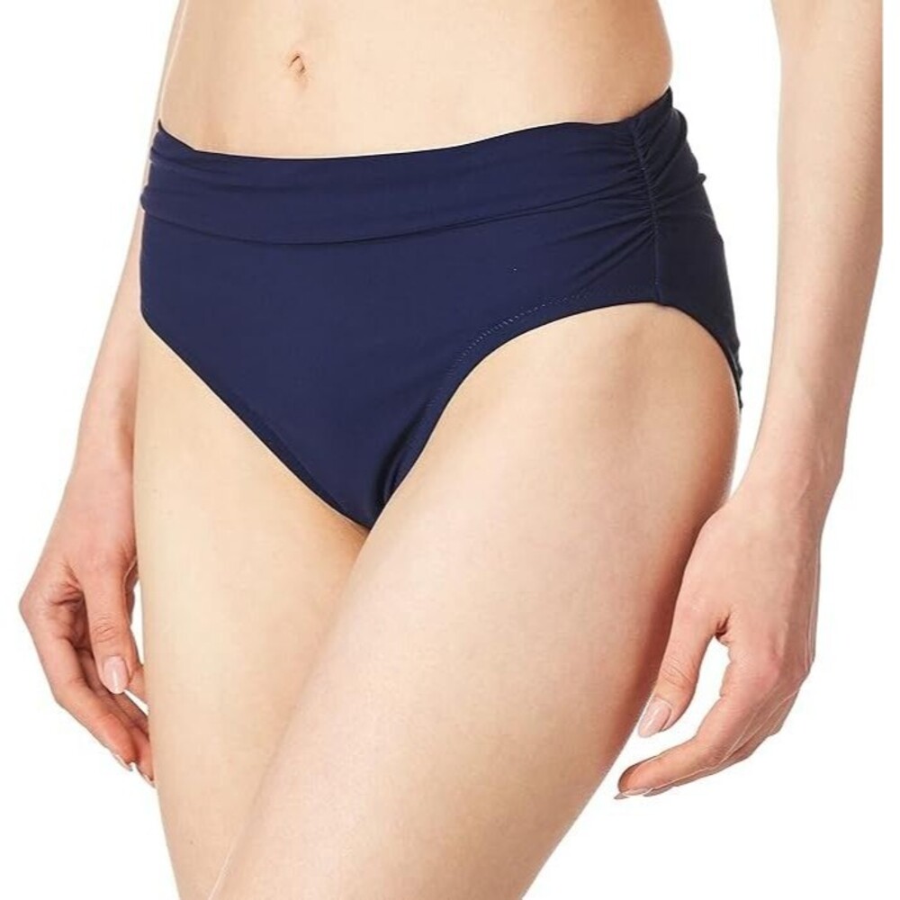 NEW Profile by Gottex Women's Ruched High Waist Swimsuit Bottom 6 navy